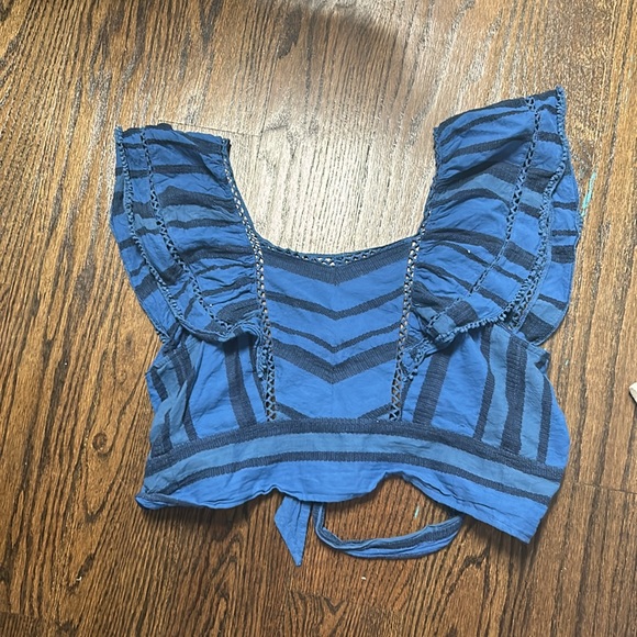 Free people Blue tie back top - Picture 2 of 4